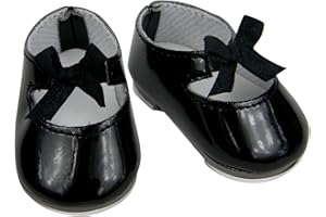 Sophia's Patent Leather Mary Jane Style Tap Shoes with Bow and Silver Tap Plates for 18 Inch Dolls, Black
