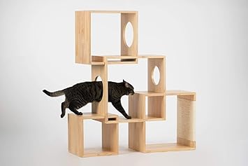 Amazon Pidan 木製キャットタワー 幾何学図形デザイン ネジレス 4枠 ピダン Pidan 猫 猫用 ネコ おしゃれ 三栄コーポレーション キャットタワー 通販
