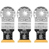 Fein Starlock E-Cut Carbide Pro Saw Blade, 1-1/4" Width, 1-5/8" Length | Precision Cutting for Hard Metals, Tempered Screws and Abrasive Materials, TiN Coated, 3-Pack, 63502236270