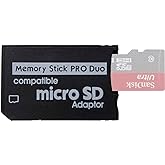 PSP Memory Stick Adapter, Funturbo Micro SD to Memory Stick PRO Duo MagicGate Card for Sony PlayStation Portable, Camera, Han