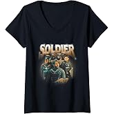Women's The Boys Soldier Boy Supe Character 90's Collage Superhero V-Neck T-Shirt