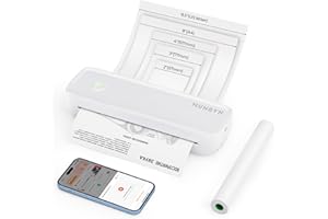 MUNBYN Portable Printer Wireless for Travel ITP04, Thermal Bluetooth Printer, Support 8.5x11&A4 Thermal Paper, Inkless Printe