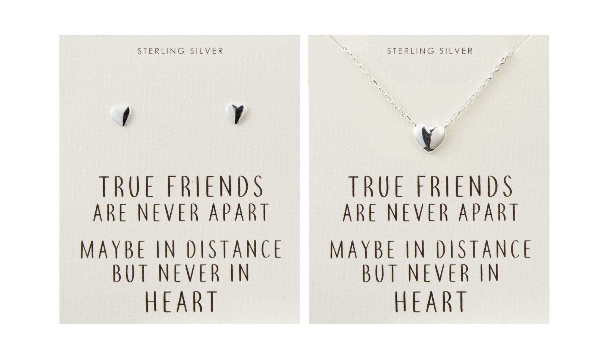 Philip Jones Sterling Silver Friendship Quote Heart Set