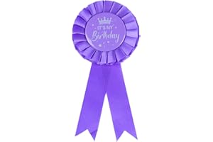 SHLAQIWA Its My Birthday Ribbon Pin Satin Fabric Happy Birthday Badge Pin Birthday Party Button Pins for Grils Boys, Birthday Girl Pin for Party Decoration Black, Silver, Pink, Purple, Pack of 1