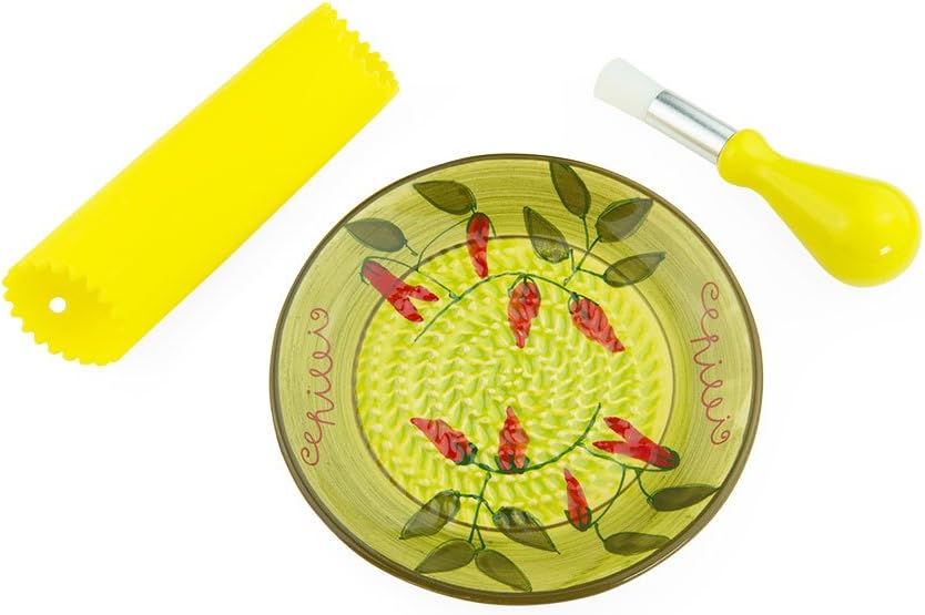 Ceramic Garlic Grater Green with Chilis Kitchen & Dining