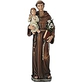 BC Catholic St. Anthony with Infant Jesus Statue, Blessed Figure, Religious Gift for Father‘s Day, Inspirational Home décor, 10" H, Renaissance Sculpture Handmade by Buildclassic