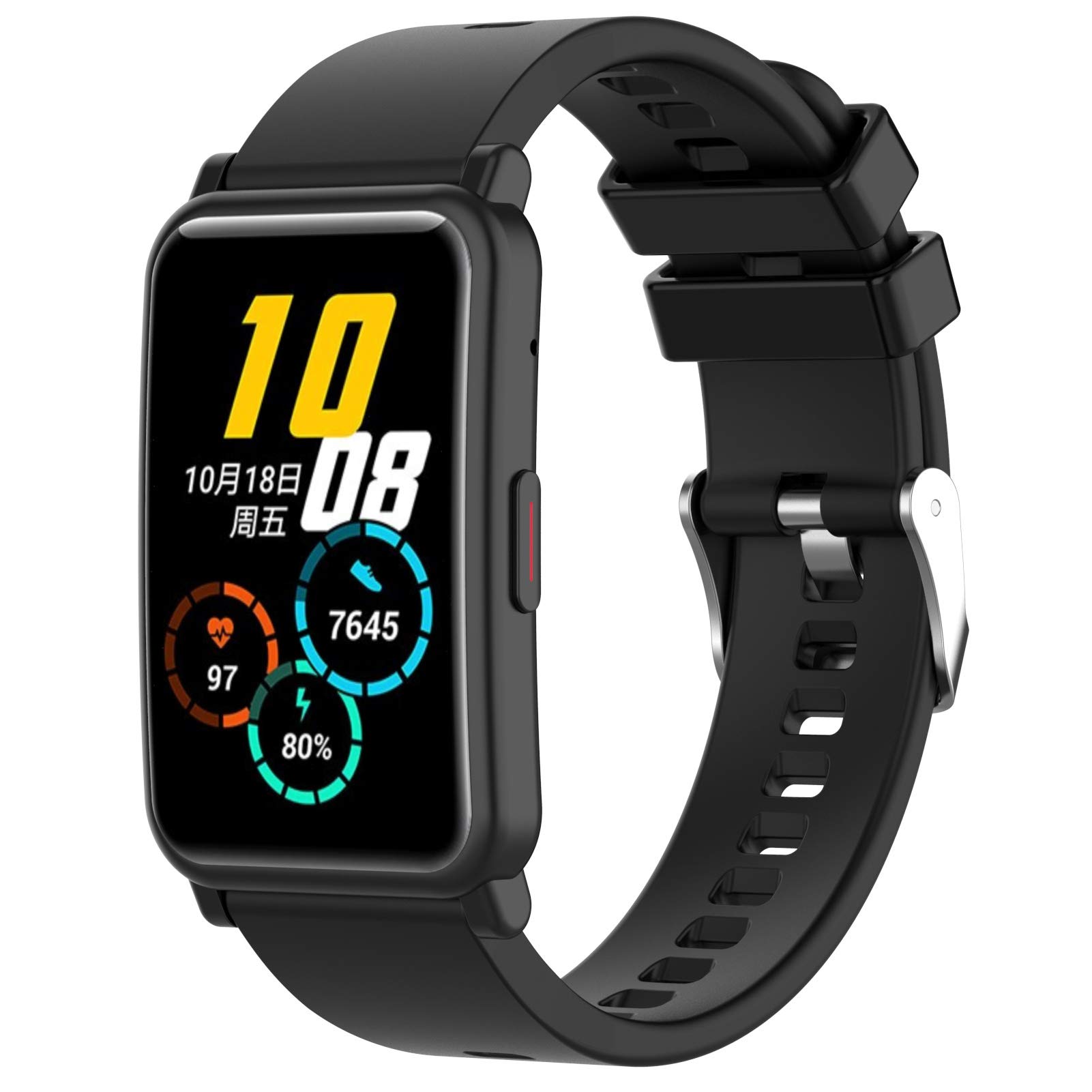 Disscool Silicone Strap for Honor Watch ES,20mm Width Replacement Band for Honor Watch ES (Black)