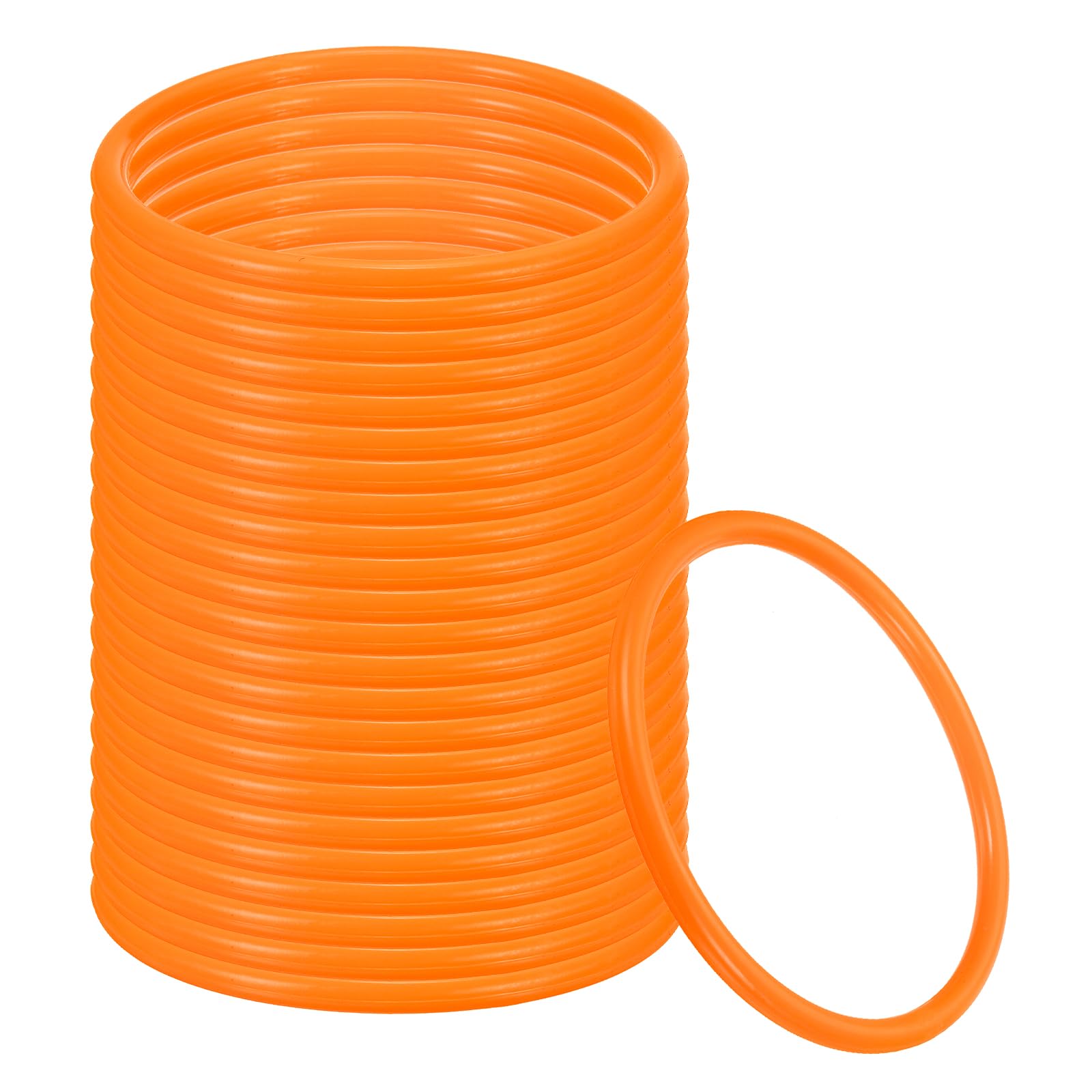 PATIKIL 4.3 Inch Plastic Ring-Toss Rings for Bottles, 24 Pack Carnival Rings Plastic Hoops for Speed and Agility Practice Outdoor Party Favor, Orange
