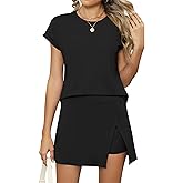 LOMON Women Summer Two Piece Outfits Sweatsuits 2025 Casual Lounge Skirt Shorts Matching Sets Trendy Short Sleeve Clothing