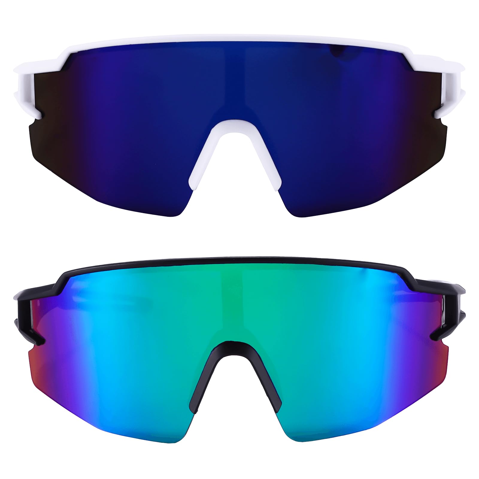 CooAooRoo 2 Pack Cycling Eyewear For Men And Women Sports Polarized Sunglasses Uv 400 Protective Ski Goggles Sunglasses For Cycling, Running, Driving, Fishing, Golf, Motorcycle, Baseball