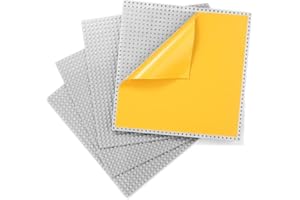 MIMAX Peel-and-Stick Baseplates - Self Adhesive Building Brick Plates - Compatible with All Major Brands - 4 Pack - 10 inch x 10 inch (Light Gray)