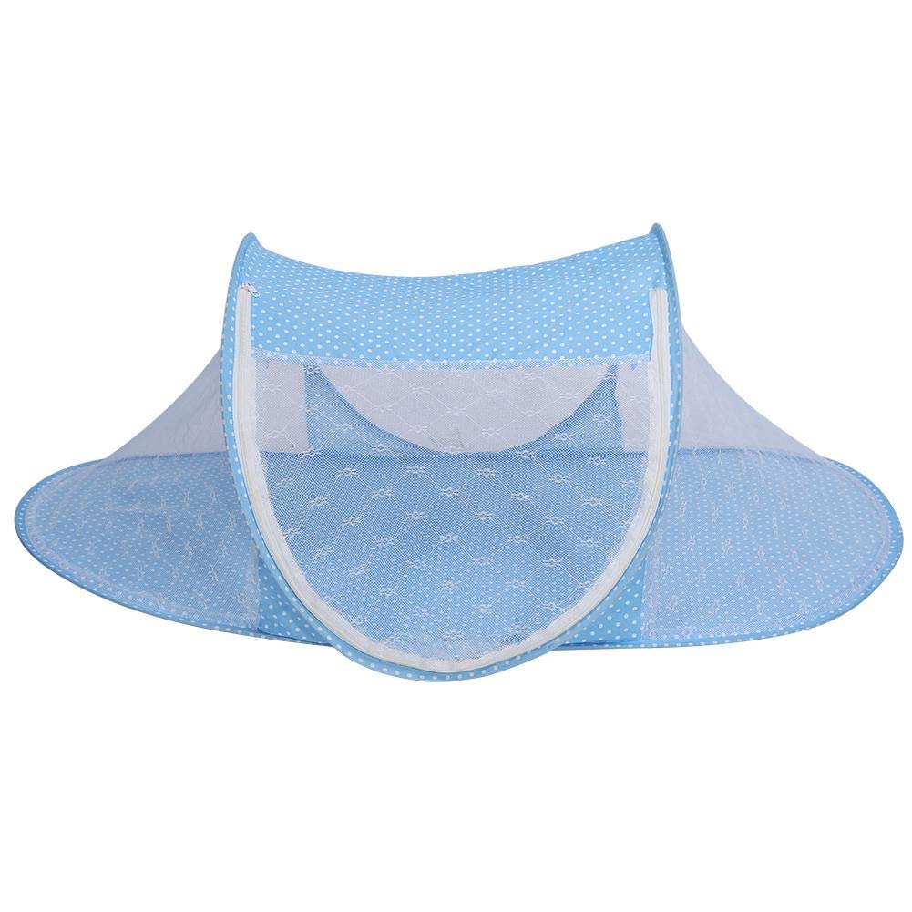 Baby Infant Bed Canopy Mosquito Net, Foldable Baby Infant Pop up Crib Cradle Anti-Bug Tent Mosquito Mesh Net Portable Nursery Bed Crib Canopy Travel Bed Play Shades(Blue)