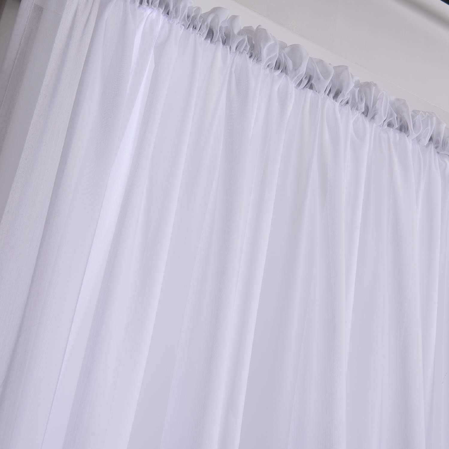 Megachest cotton look voile sheer slot top curtain a pair (cotton-look snow white, 56" wideX81 drop), W 56" x L 81" (2 Panels) - Image 3