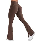 VOYJOY Womens Split Hem Legging Workout High Waist Mini Flared Leggings Casual Workout Gym Yoga Pants