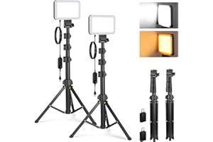 NEEWER Basics 2 Pack LED Video Light Panel Lighting Kit, 6.2" Dimmable Portable Studio Light with 53" Tripod Stand, 3200K-560