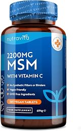Nutravita MSM 2200mg Tablets 365 Vegan UK Made 6 Month Supply with Vitamin C view 1