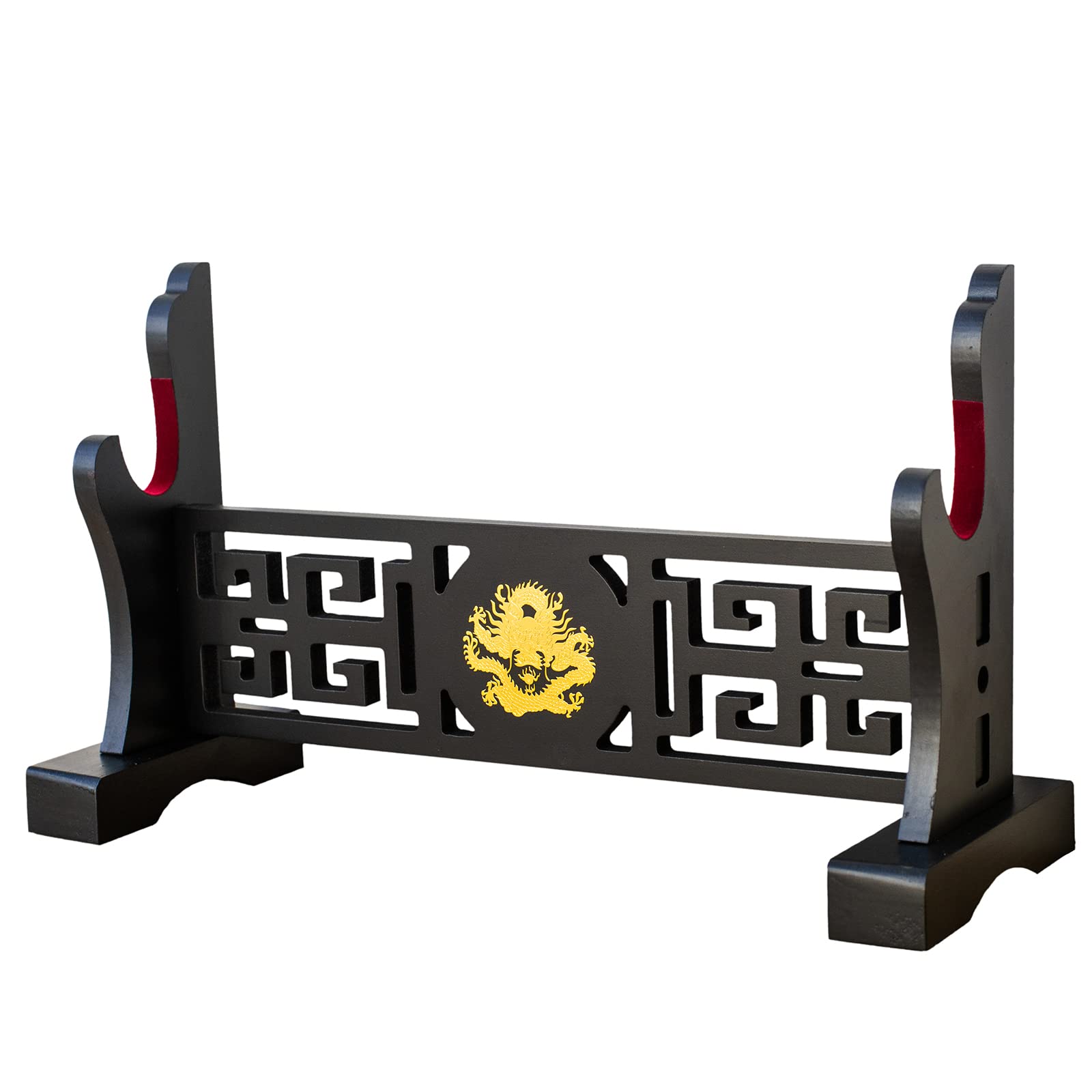 FOXSMZZ Loong Sword Holder Japanese Velvet Padded Katana Stand Samurai Display Rack Support All Tanto Swords (Dragon-1)
