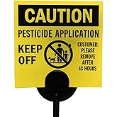 SmartSign (20-Pack) Caution Pesticide Application Keep Off Yard Sign with Stake, 16 mil HDPE Plastic, Black/Yellow, 4"x4" Lawn Sign + 16" Stake Kits, Made in USA
