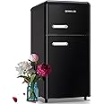 DEMULLER 3.5 Cu.ft Black Mini Fridge 2 Door Compact Refrigerator with Freezer, Small Refrigerator with 7 Adjustable Temperature Control, 2 Removable Glass Shelves and 1 Crisper Drawer