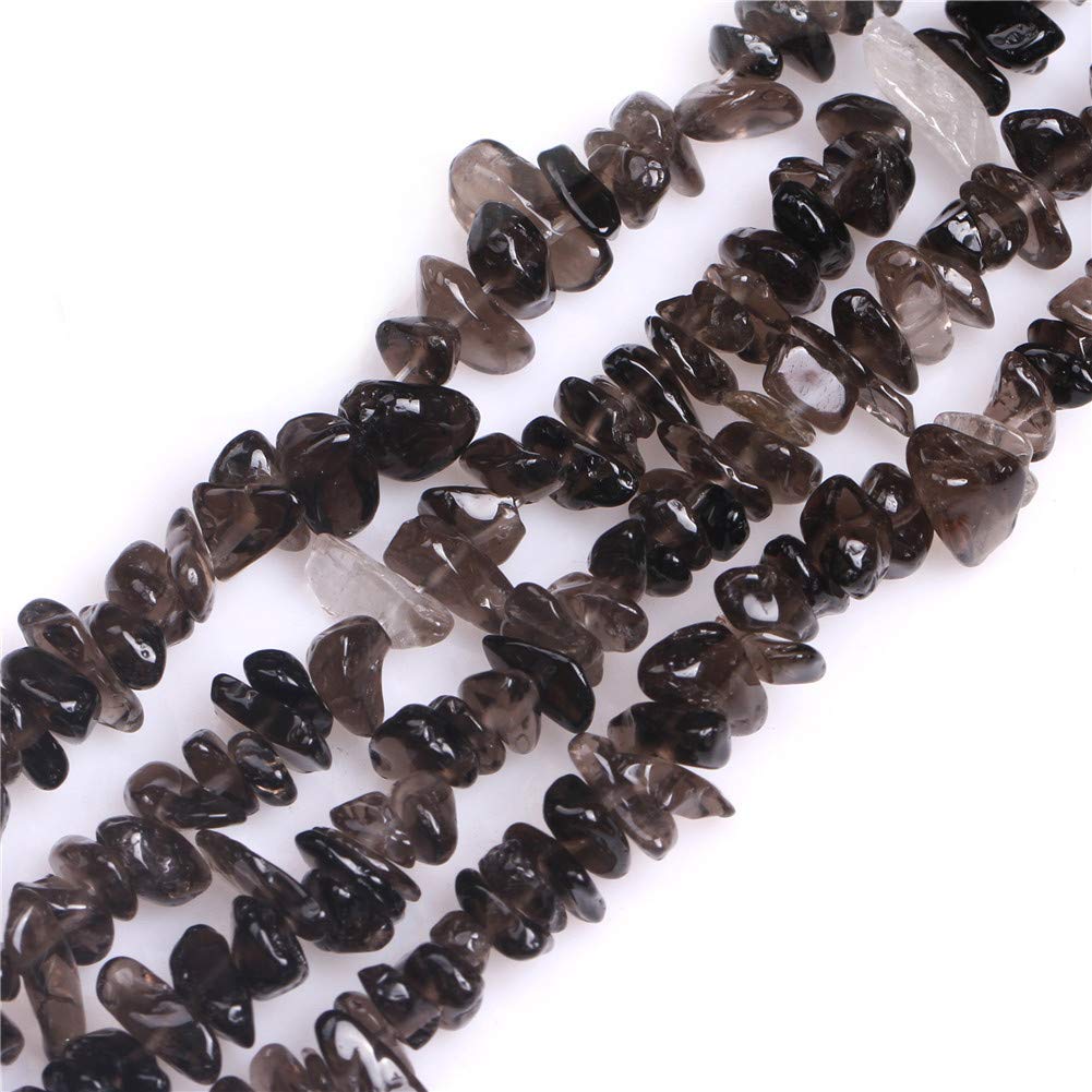 GEM-Inside Genuine Smoky Quartz Chips 5-8mm Gemstone Semi Precious for Jewellery Making 34" per Strand