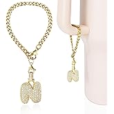 LUHOHI Cup Charms for Stanley Handle- Bubble Letter Charms Accessories for Stanley 40 Oz Tumblers Cute Fat Initial Keychain with Diamond Glitter Jewelry Personalized Water Bottle Decorations N