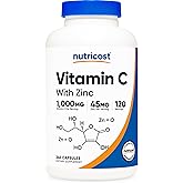 Nutricost Vitamin C with Zinc Capsules, 120 Servings, Gluten Free, GMO-Free | 1000mg Vitamin C, 45mg Zinc