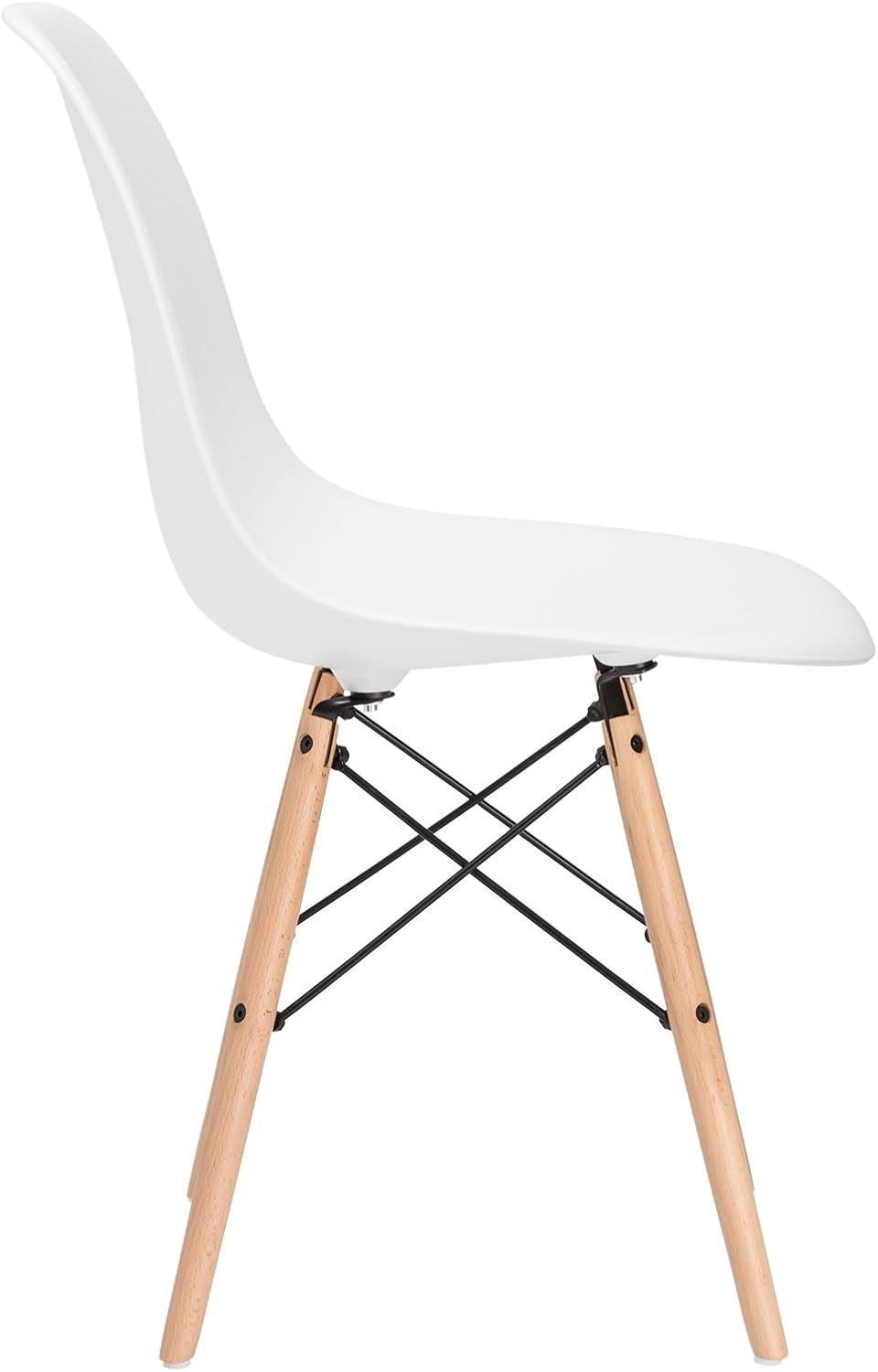 Poly and Bark Modern Mid-Century Modern Side Chair with Natural Wood Legs for Kitchen, Living Room and Dining Room in White - Chairs