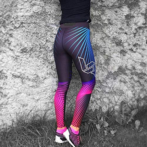 charmsamx Womens Yoga Leggings Colorful Digital Dot Printed Yoga Capri Leggings High Waist Workout Running Leggings Soft Tight Peacock Sports Activewear Fitness Trouser - Thumbnail 5