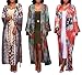 PlushZone Women's Casual Floral Printed Long Sleeve Open Front Cardigans Longline Dress Coat Outwear