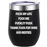 ATHAND Sarcastic Coffee Mugs,12 Oz Insulated Stainless Steel Wine Tumbler with Lid,Fuck This Shit Cup,Dark Humor Gifts for Women Men,White Elephant Gifts(Black)