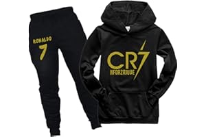 RYDLE Kids Cristiano Ronaldo Pullover Hoodie Sweatshirt and Sweatpants Set-CR7 Tracksuit 2 Piece Outfits for Boys Girls