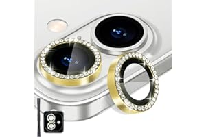 Rayorcon Camera Lens Protector for iPhone 16 & iPhone 16 Plus, Tempered Glass Lens Protector Aluminum Alloy Ring Camera Cover Fits for iPhone 16/iPhone 16 Plus (Diamond Gold)