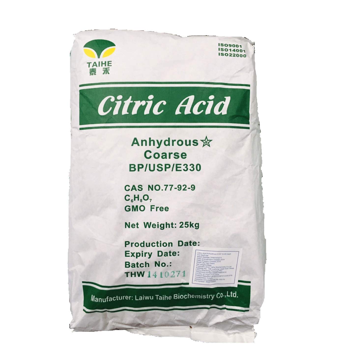 Hexeal CITRIC ACID 25KG BAG 100 Anhydrous Fine GMO Free BP