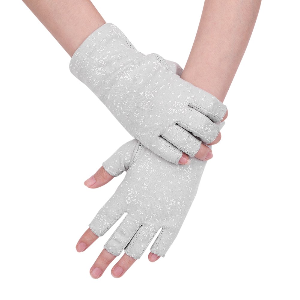 Women Sunblock Gloves Sun UV Protection Gloves Wrist Length Sun Block Driving Gloves Fingerless Gloves Summer Sunscreen Gloves Half Finger Gloves Non-slip Fishing Cotton Mittens Cycling Gloves