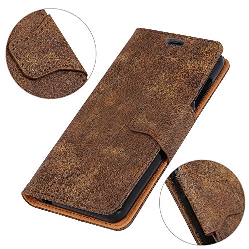 Scheam Motorola Moto G6 Wallet Leather Case with Protective Durable Leather Case Compatible with Shell Folio flip Cell Phone Cover Bag with Card Slots,Cash Pocket,Brown - Thumbnail 3