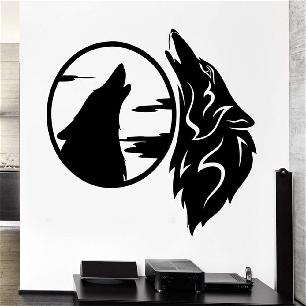 miseda Removable Vinyl Mural Decal Quotes Art Wolves Pack Howl Night Moon Beast Animal Sky Stickers