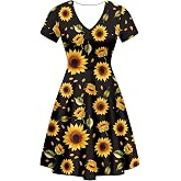 QUJUFOZY Flowy Dresses for Women Short Sleeve V Neck Plus Size Casual Dress