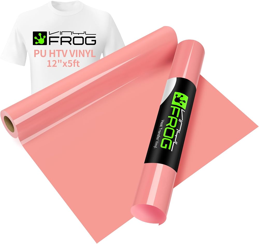 VINYL FROG Heat Transfer Vinyl Roll Coral HTV 30.5x155cm for DIY T Shirts