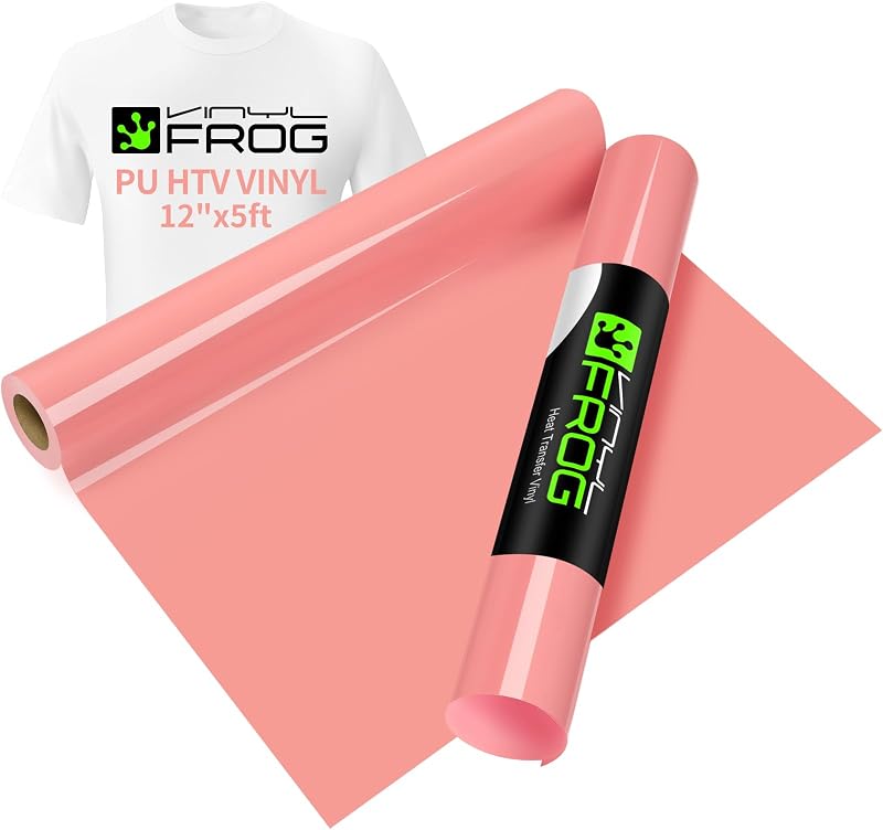 VINYL FROG Heat Transfer Vinyl Roll Coral HTV 30.5x155cm for DIY T Shirts