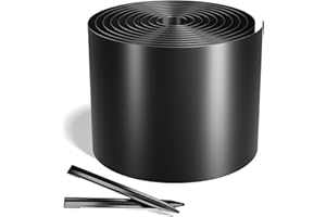 Worth Galvanized Steel Landscape Edging 8" x25' Metal Garden Edging Roll Flexible Bender Border with 8Pcs Stakes for Lawn, Flower Bed Edges, Black