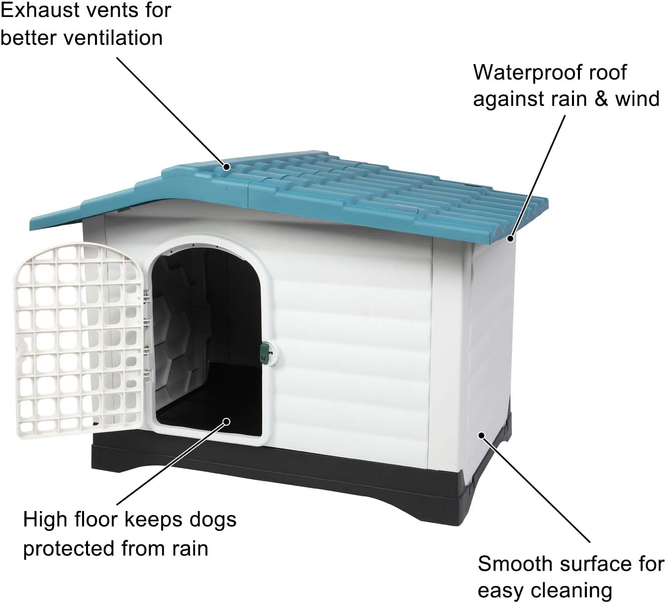 Indoor & Outdoor Use Pet Dog Kennel Water Resistant Air Vents Elevated