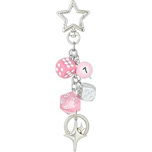 Jersliser Keychain Bag Charms for Car Key Purse Handbags Backpack | Cute 8 Ball Dice Star Charm Silver Key Chain Aesthetic Y2