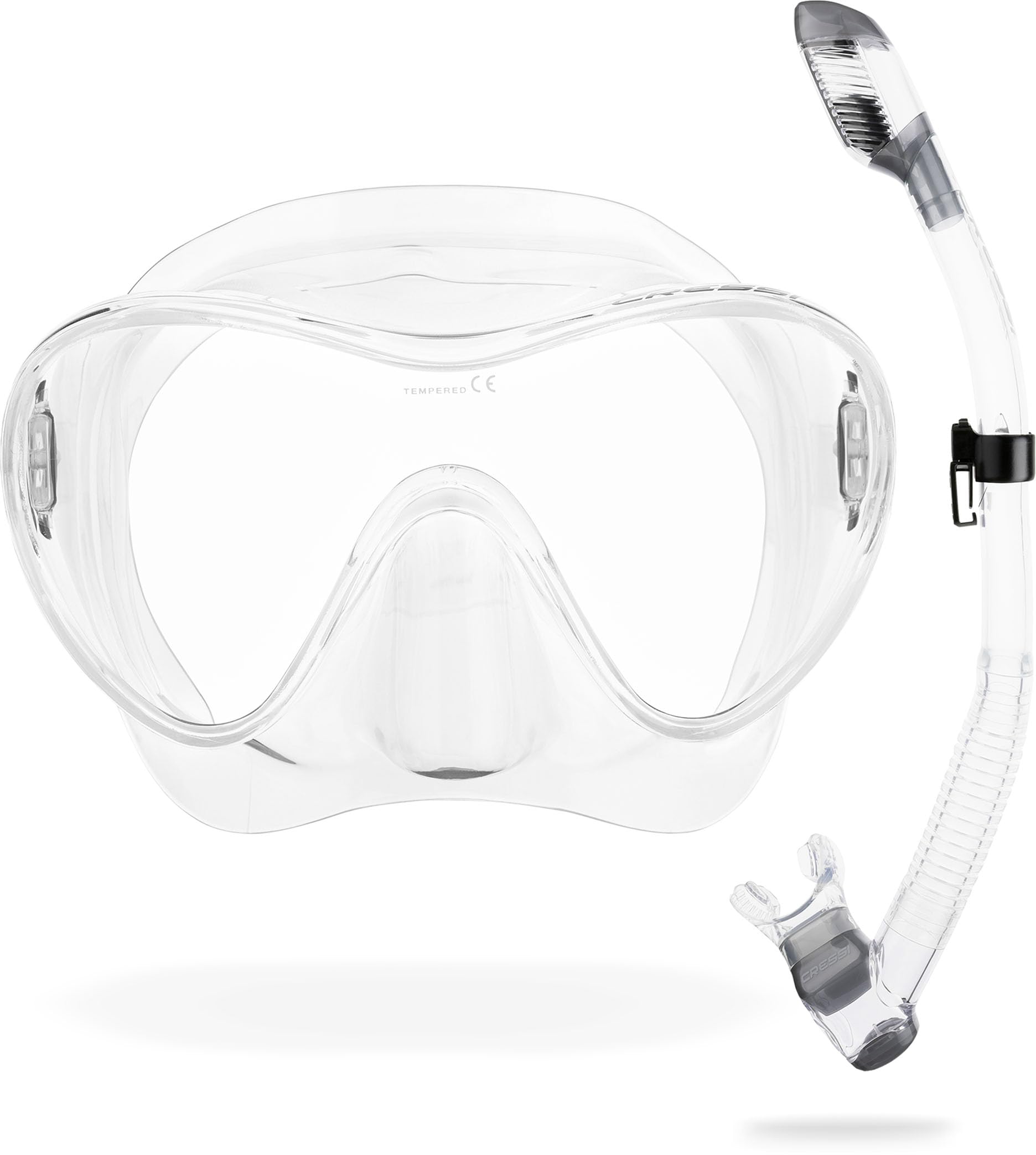 Cressi F1 Frameless Diving Mask - Anti-Fog Tempered Lens - Snorkel Mask For Adults & Scuba Diving - Micrometric Buckles Fit - Transparent - One Size