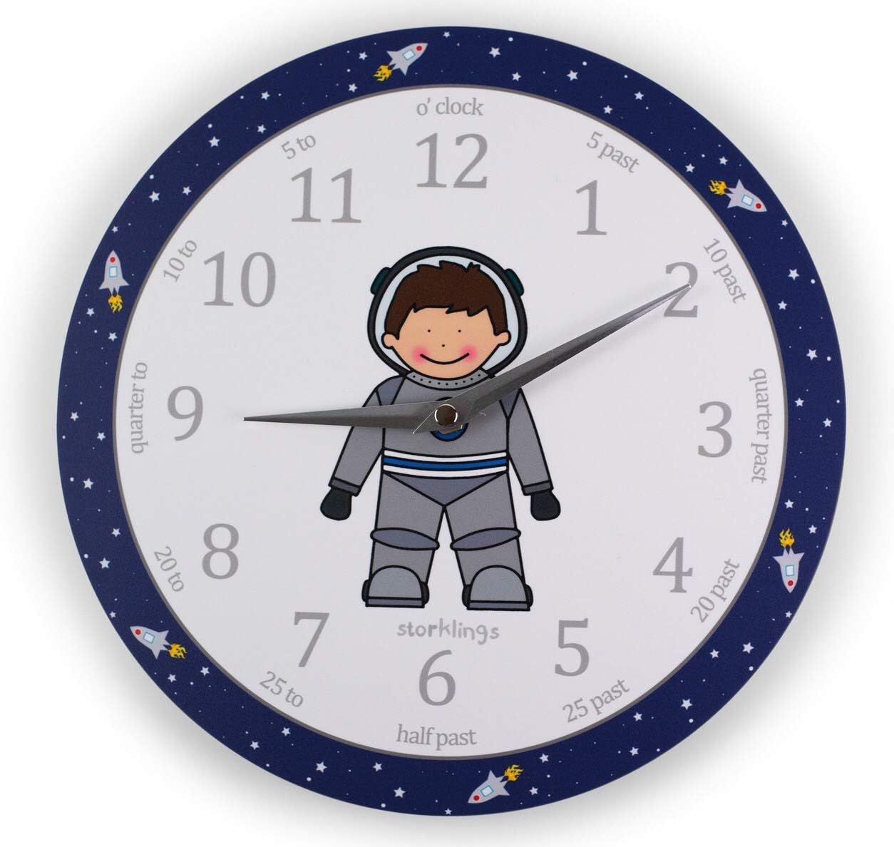 Storklings Astronaut Bedroom Wall Clock Teach The Time
