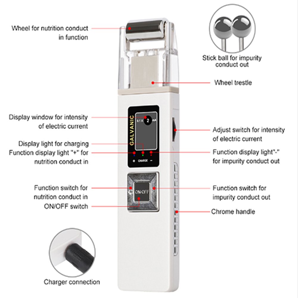 Galvanic Facial Machine Portable Professional Galvanic Microcurrent Skin Firming Machine with Case Anti-aging Galvanic Roller Skin Care Spa for Salon and Home Use, Shipping from USA: Beauty