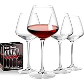 Haoxishui Burgundy Wine Glasses Set of 4-16oz Hand Blown White & Red Wine Glasses, Clear Lead-Free Glassware for Women, Men, Wedding Gifts & Birthday