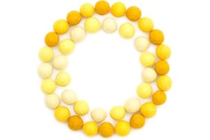 Glaciart One Felt Wool Balls, Felt Pom Poms (40 Pieces) 2 Centimeters - 0.8 Inch, Handmade Felted Yellow Colors - Bulk Small Puff for Felting and Garland