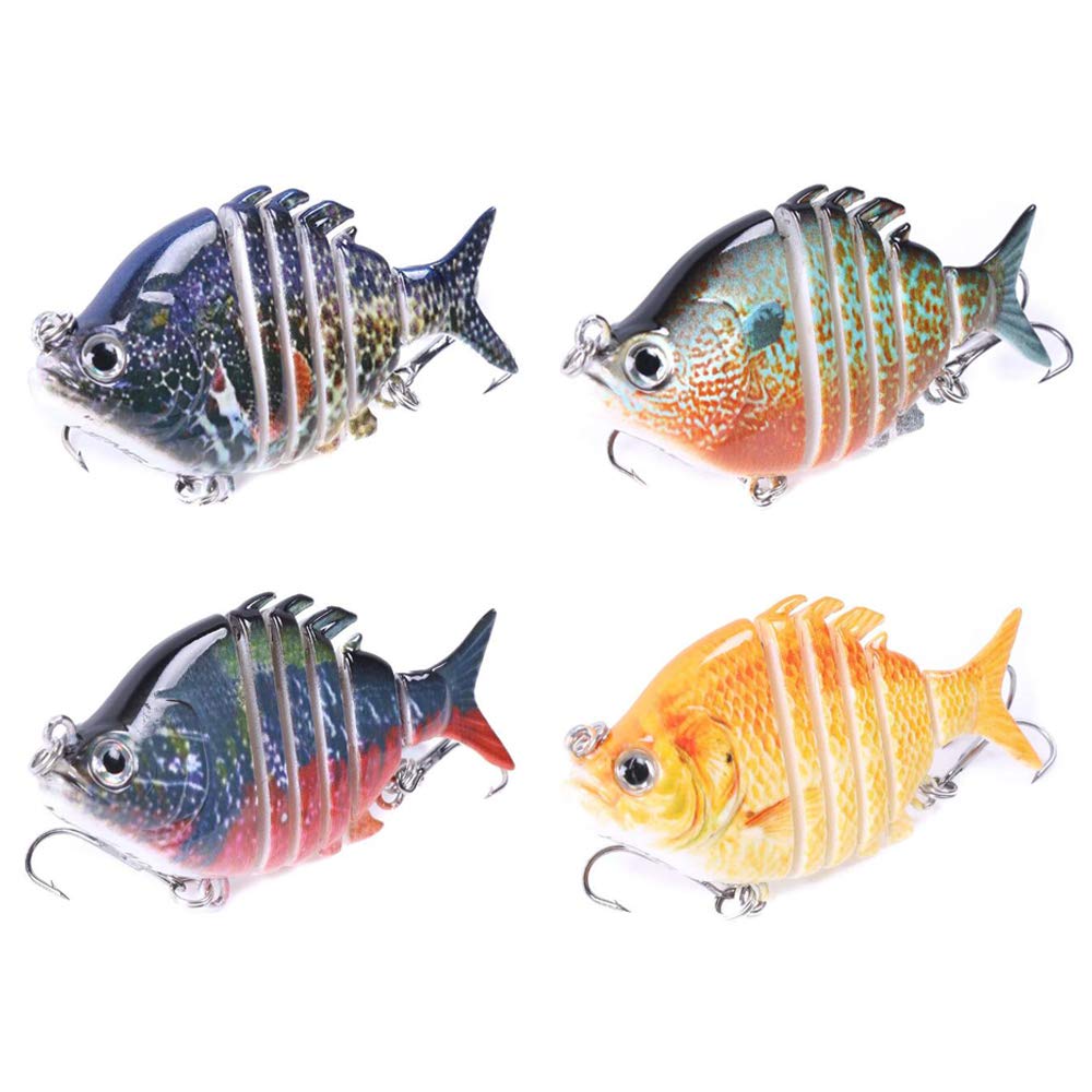 VOANZO 4 PCS Fishing Lures, Multi Jointed Artificial Hard Bait Swimbaits Lures Bionic Swimming Lures Lifelike Slow Sinking Lure Fishing Kit for Pike Bass Trout