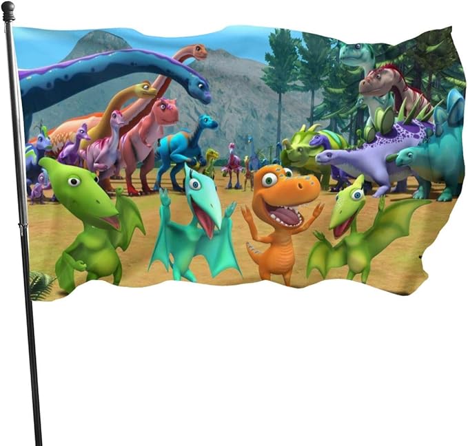 Amazon Com Qwtykeertyi Dinosaur Train Flag 3 X 5 Ft Rich Color And Superior Fade Fray Resistance Garden Outdoor