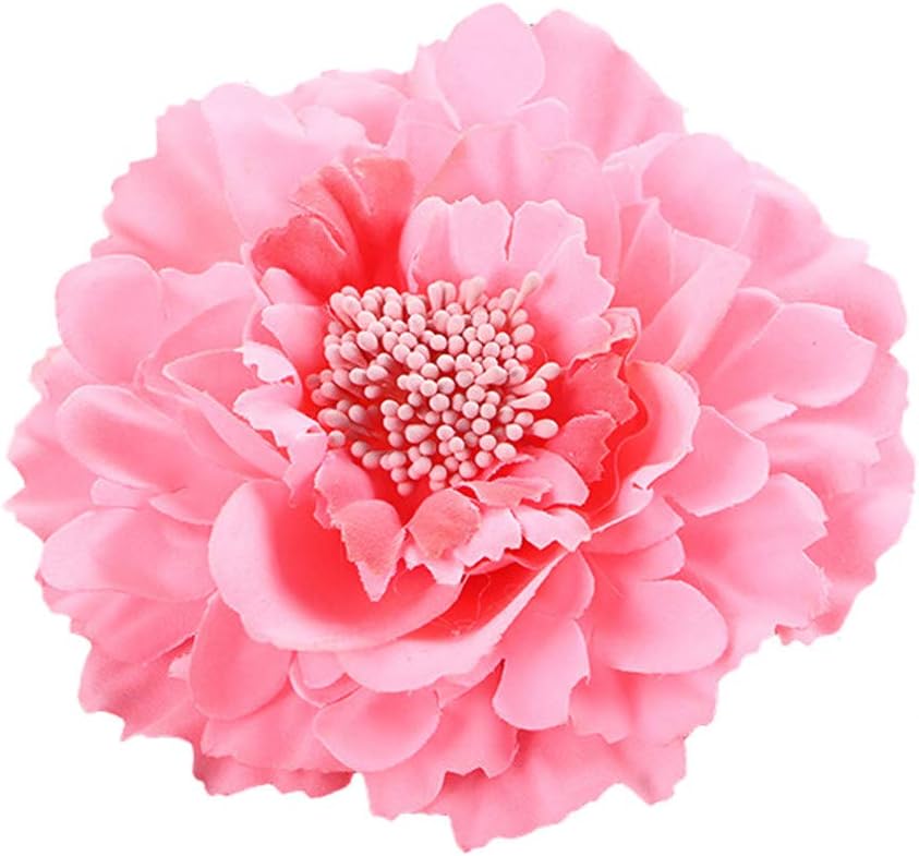 Malltop Shawn 15 colors Flower Peony Hair Clips Wedding Bridal Bridesmaid Prom Festival Hairpin Brooch Party Beach for girl women (shrimp red)